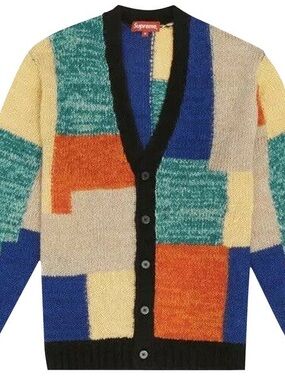 Supreme Multicolor Patchwork V-Neck Cardigan Sweater